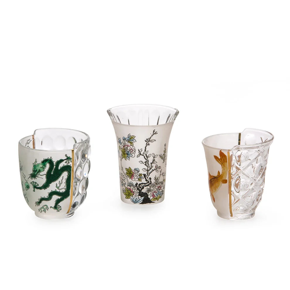 SELETTI SET 3 BICCHIERI IN VETRO "HYBRID-AGLAURA" ø Cm.8 h. 9,3/10,7