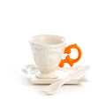 SELETTI SET DA CAFFE' IN PORCELLANA "I-WARES" MANICO ARANCIO