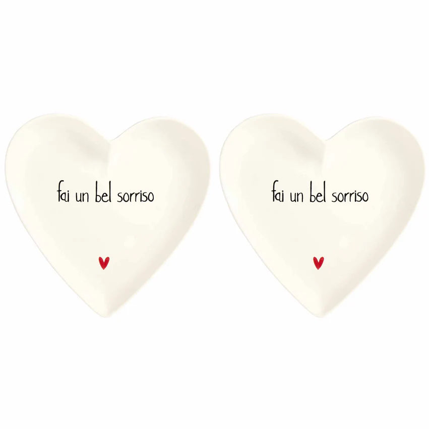 SET 2 PIATTI CUORE 18CM FAI UN BEL SORRISO