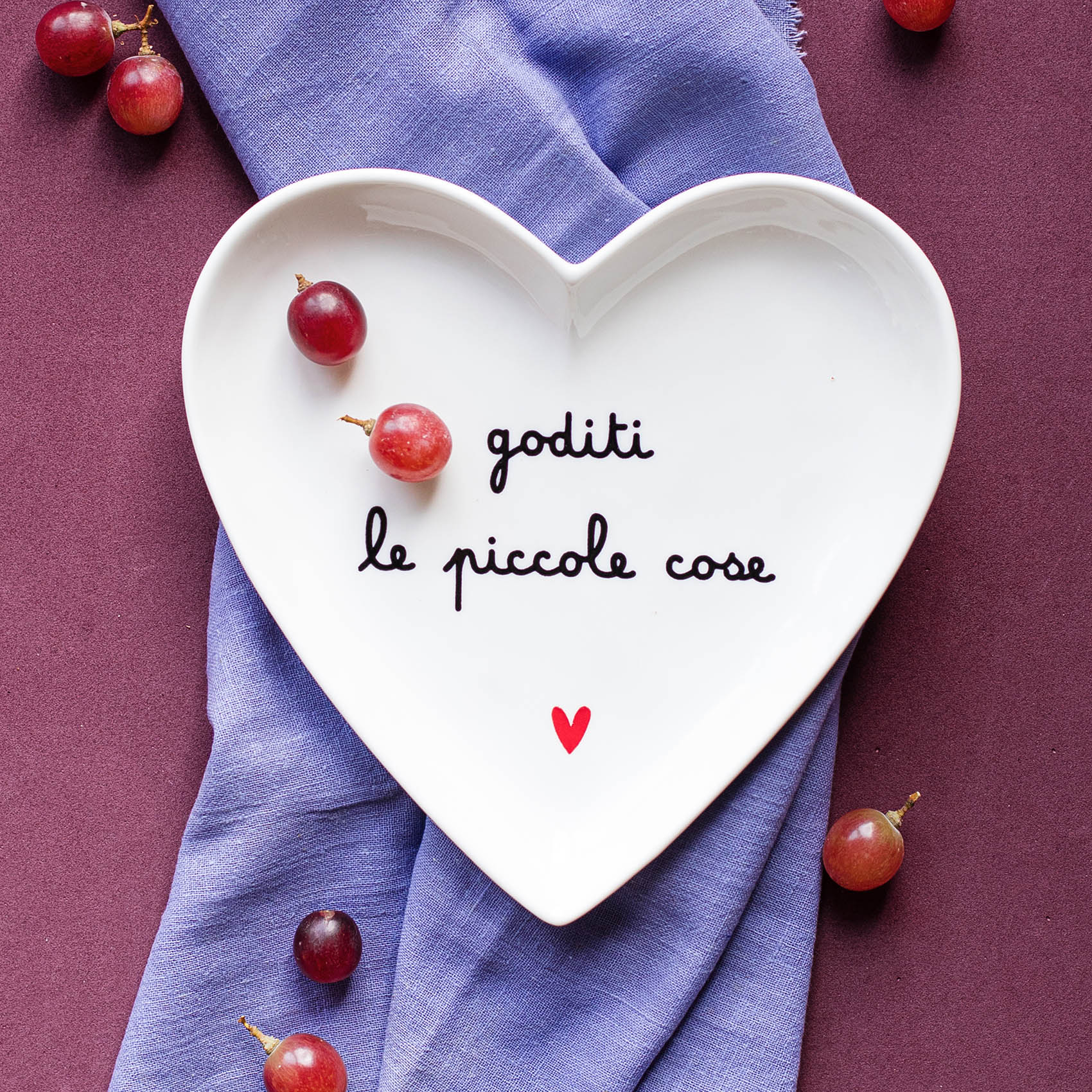 Simple Day Set 2 Piatti Cuore Decoro Goditi le Piccole Cose Diam. 18 cm