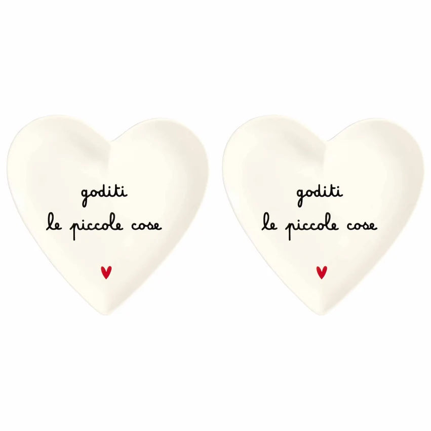 Simple Day Set 2 Piatti Cuore Decoro Goditi le Piccole Cose Diam. 18 cm