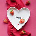 SIMPLE DAY - Set 2 Piatti Cuore – Decoro "Happy" Ø 18 cm