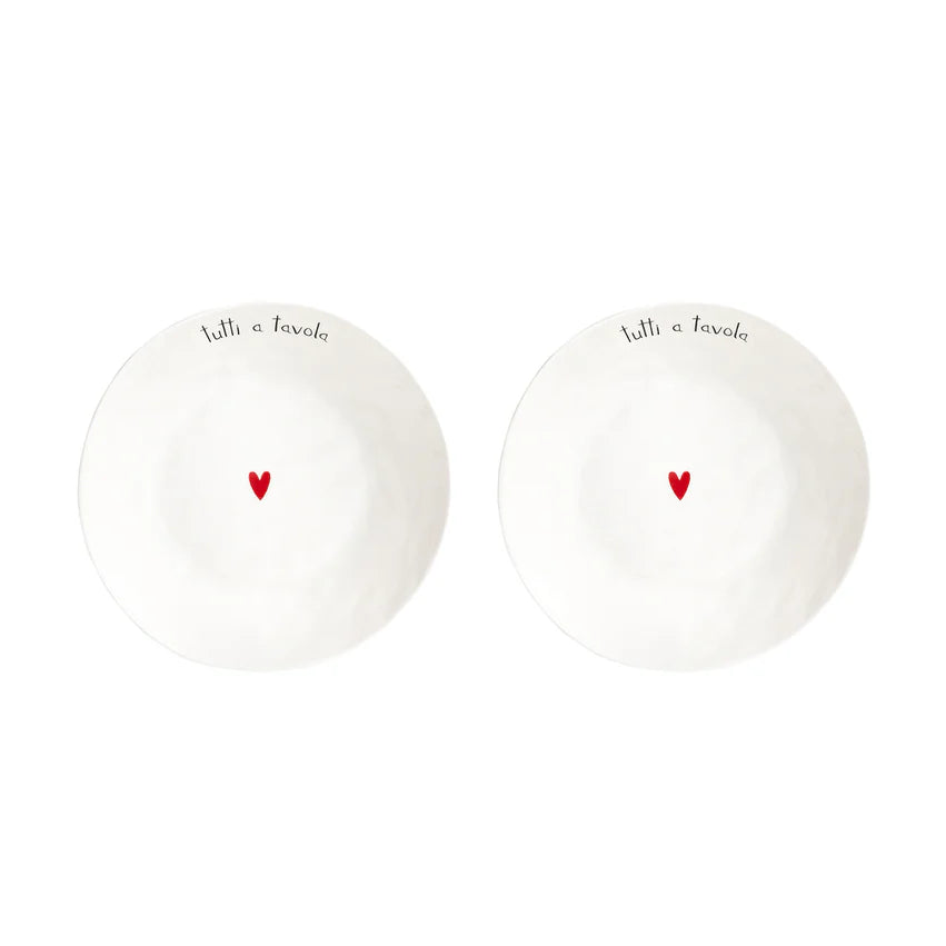 SIMPLE DAY - Set 2 Piatti fondi decoro Tutti a tavola diam. 20 cm