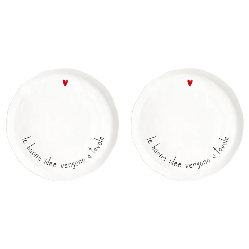 SIMPLE DAY - Set 2 Piatti piani decoro Le buone idee vengono a tavola diam. 27 cm