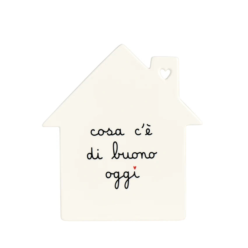 Simple Day Sottopentola a forma di casa in gres Cosa c'è di buono oggi 22 x 20 cm