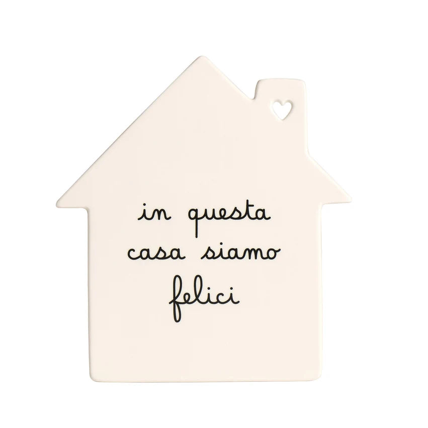 Simple Day Sottopentola a forma di casa in gres In questa casa siamo felici 22 x 20 cm