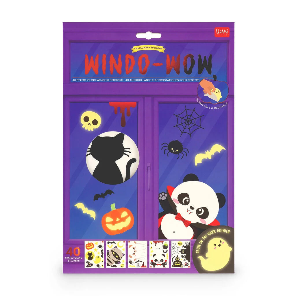 Legami Halloween - Set di 40 Adesivi Elettrostatici Fosforescenti per Finestre - Windo-Wow - Halloween