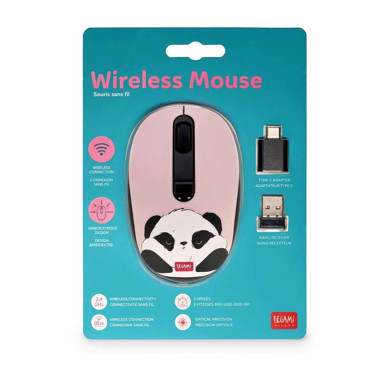 LEGAMI - Mouse Wireless con Ricevitore USB Panda – Legami