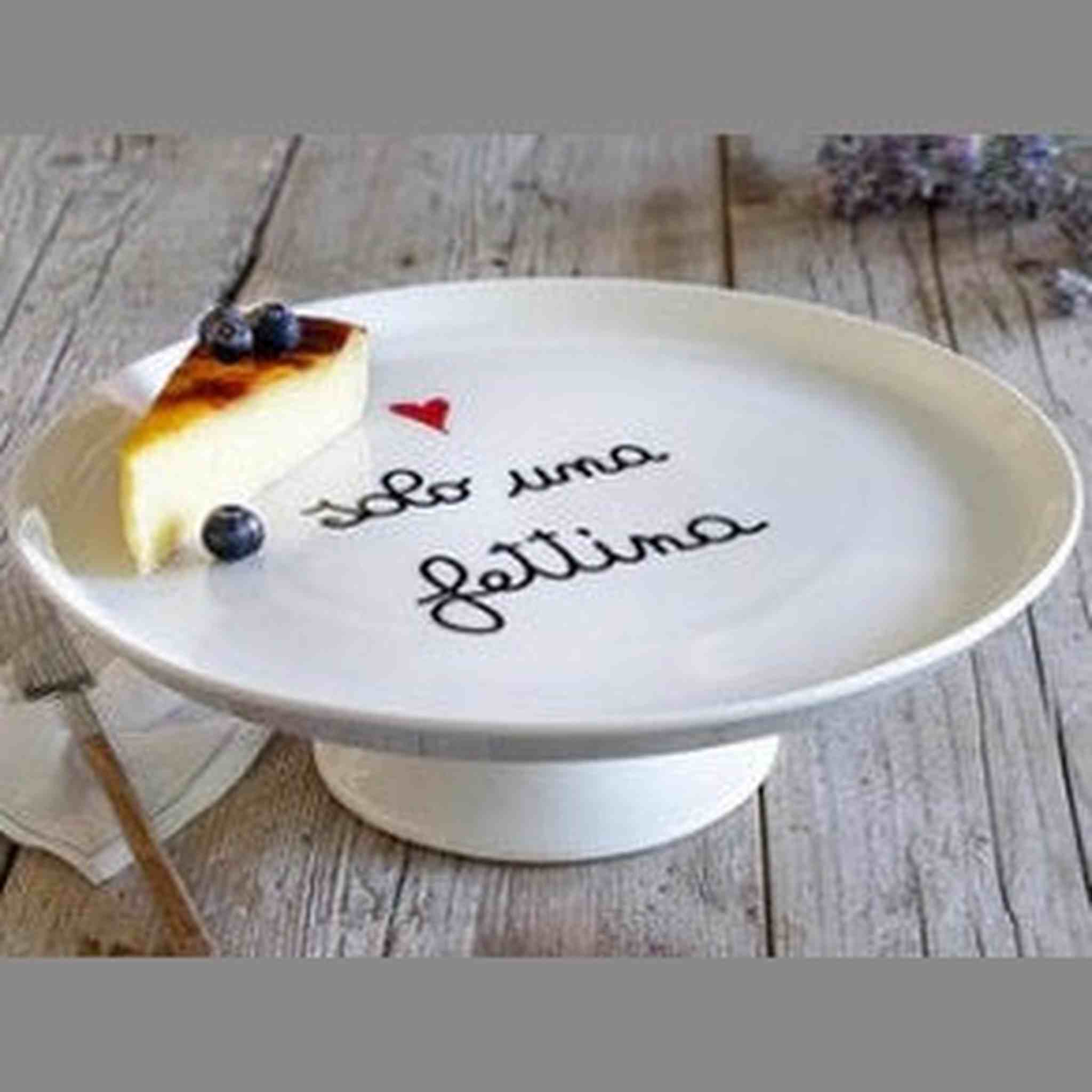 SIMPLE DAY - -Alzata per Dolci in Gres “Voglia di Dolce” con Cuore Rosso – Design Italiano
