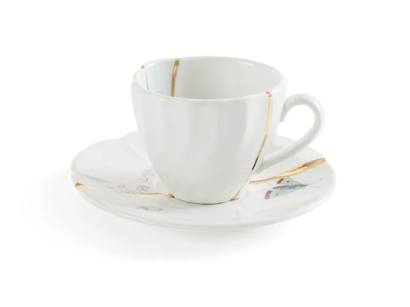 SELETTI - TAZZINA DA CAFFE' CON PIATTINO IN PORCELLANA "KINTSUGI-n'2"