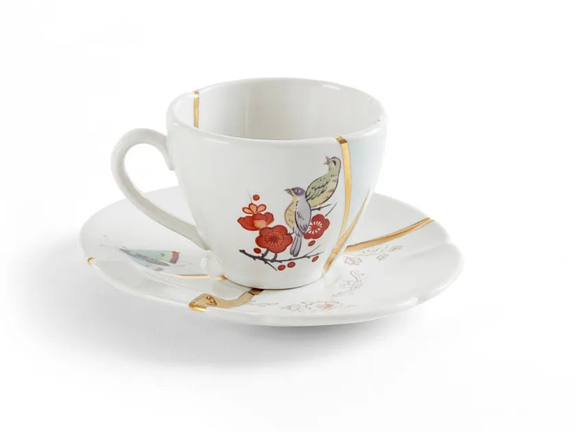 SELETTI - TAZZINA DA CAFFE' CON PIATTINO IN PORCELLANA "KINTSUGI-n'2"