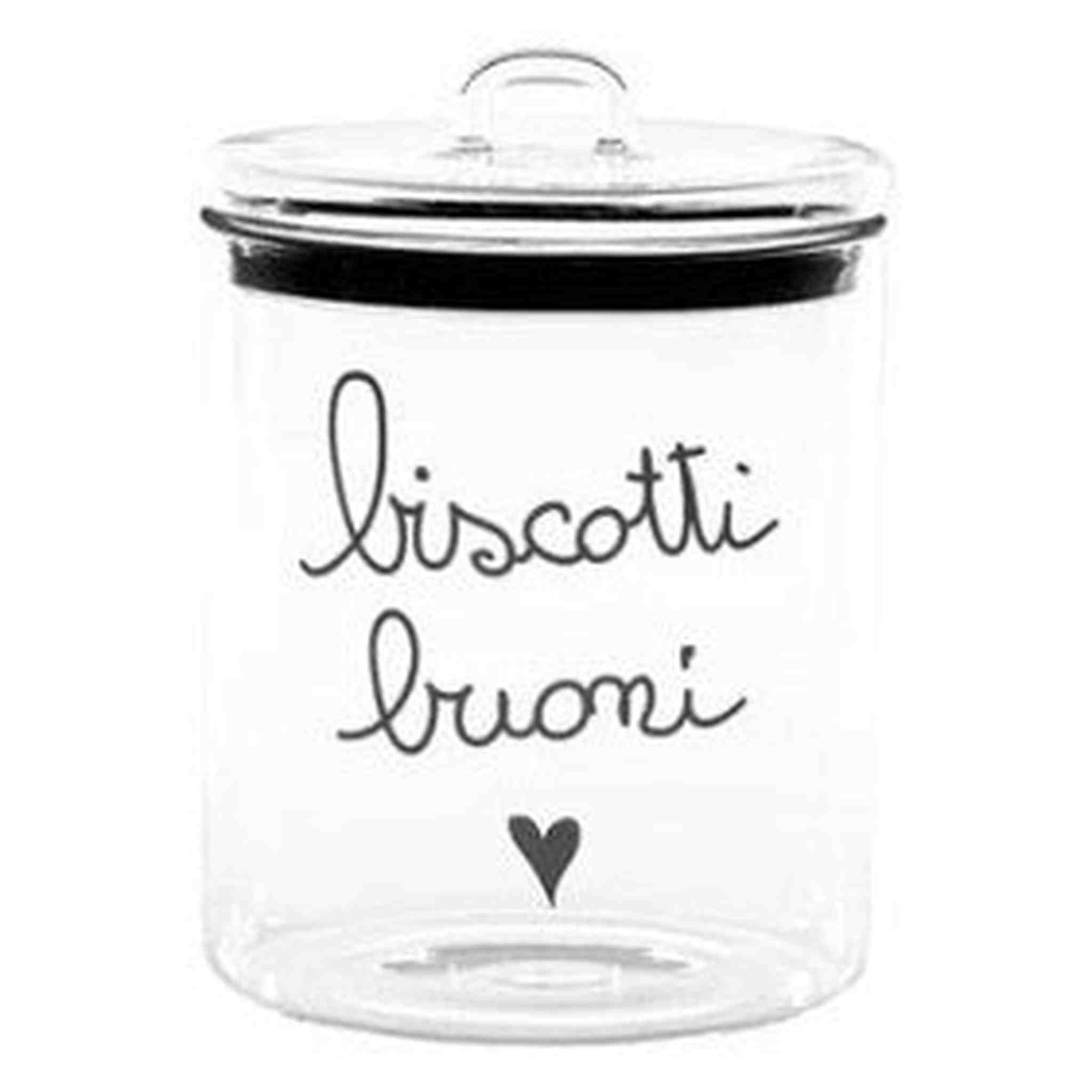 SIMPLE DAY - Biscottiera in Vetro Borosilicato “Biscotti Buoni” – Design Italiano