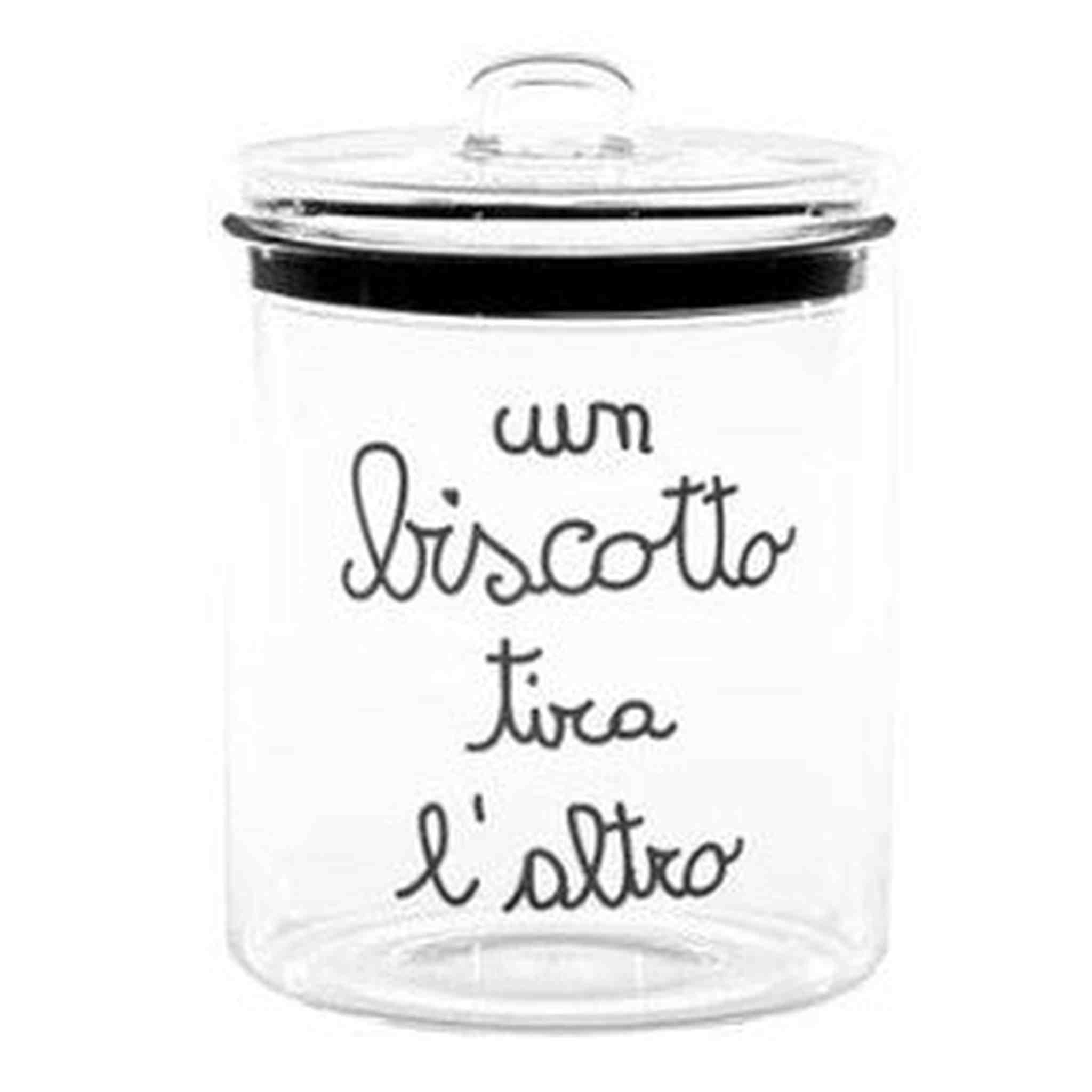 SIMPLE DAY - Biscottiera in Vetro Borosilicato “Un Biscotto Tira l’Altro” – Design Italiano