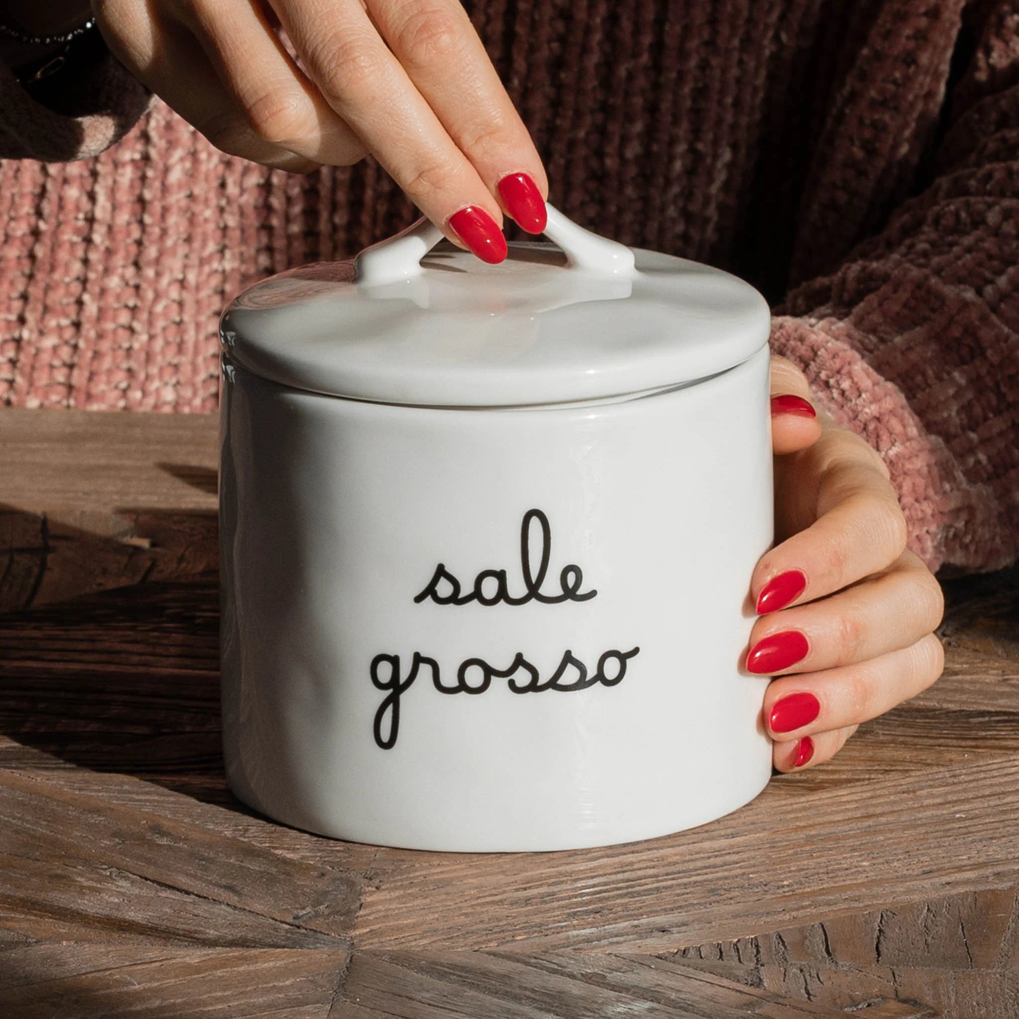 Simple Day Barattolo in Gres con Guarnizione Decoro Sale Grosso D 12 x h 12,9 cm
