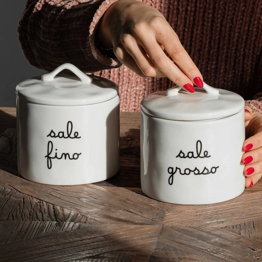 Simple Day Barattolo in Gres con Guarnizione Decoro Sale Grosso D 12 x h 12,9 cm