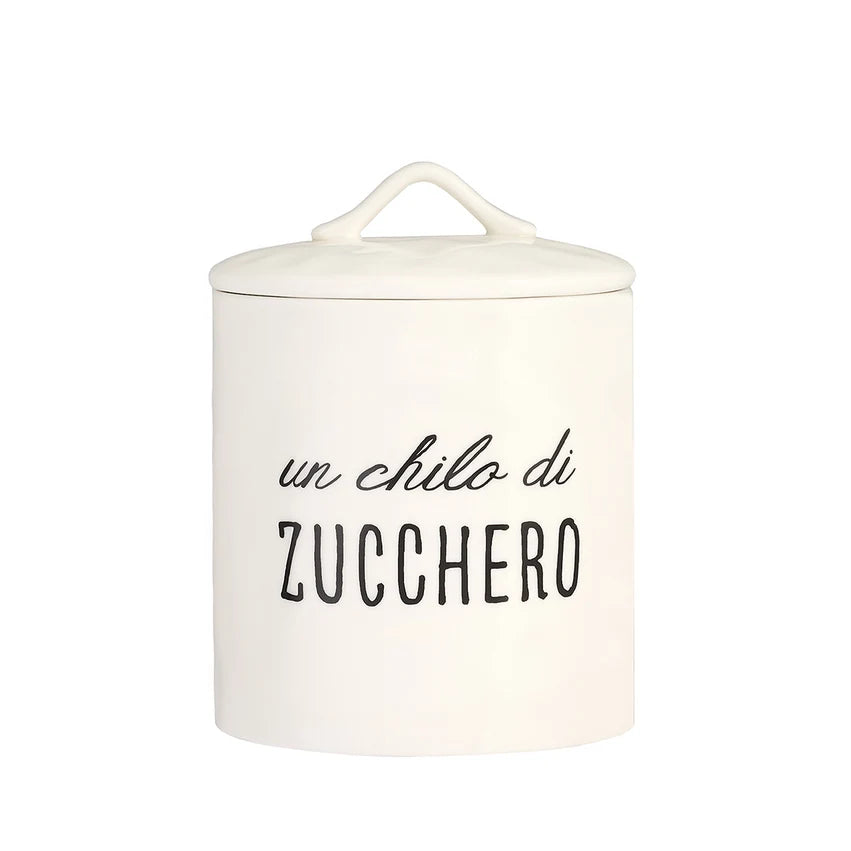 SIMPLE DAY Barattolo in Gres con Guarnizione – Decoro Un chilo di zucchero, Ø12 cm x H17 cm