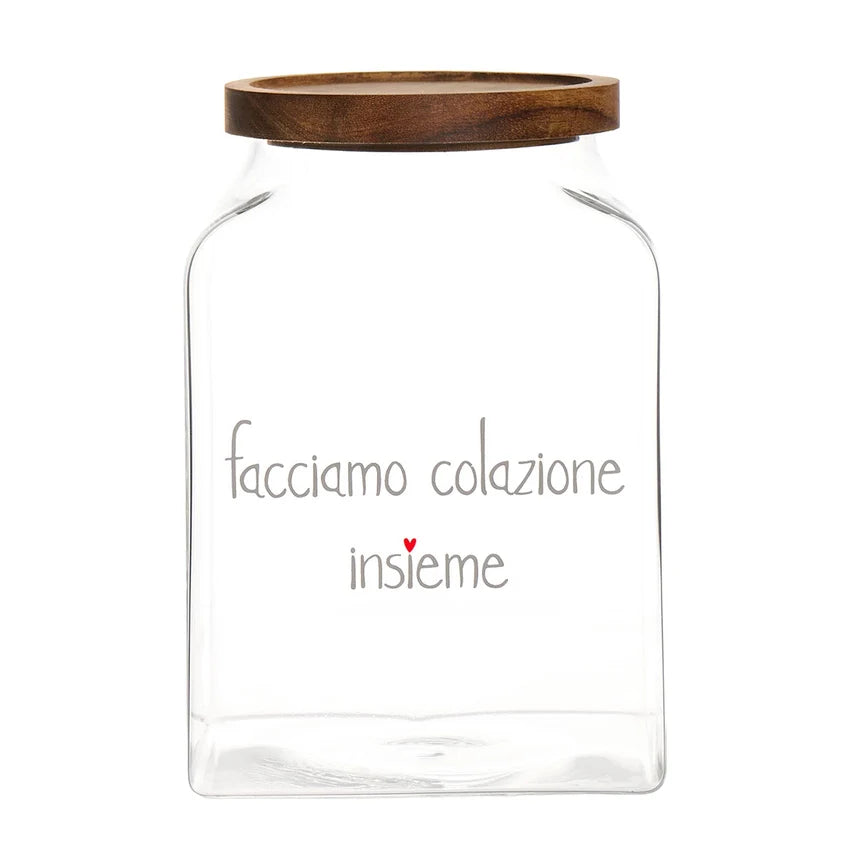 SIMPLE DAY Barattolo in Vetro Borosilicato – Decoro Facciamo colazione insieme, 15x15x22 cm