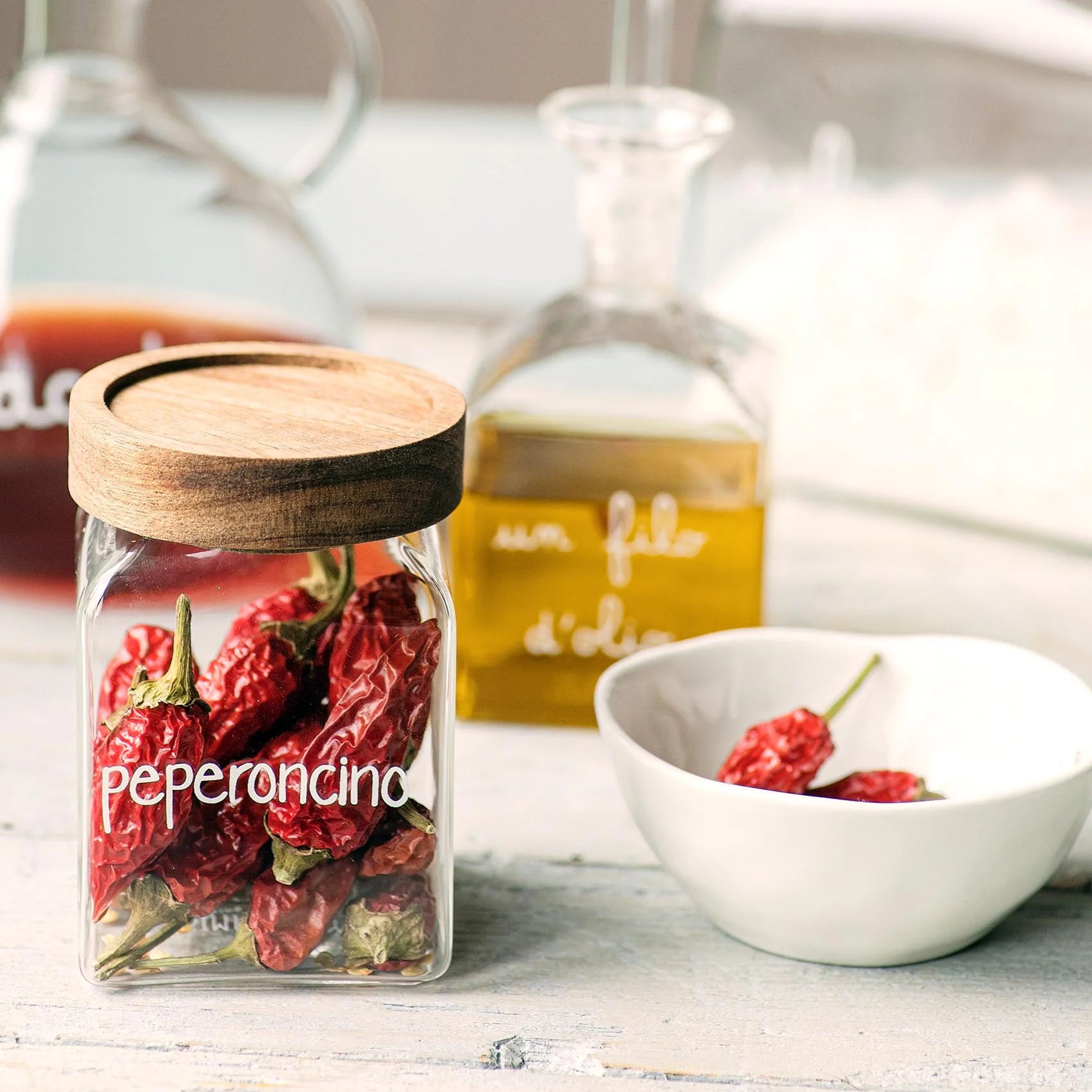 SIMPLE DAY Barattolo in Vetro Borosilicato – Decoro Peperoncino, 6x6x9 cm