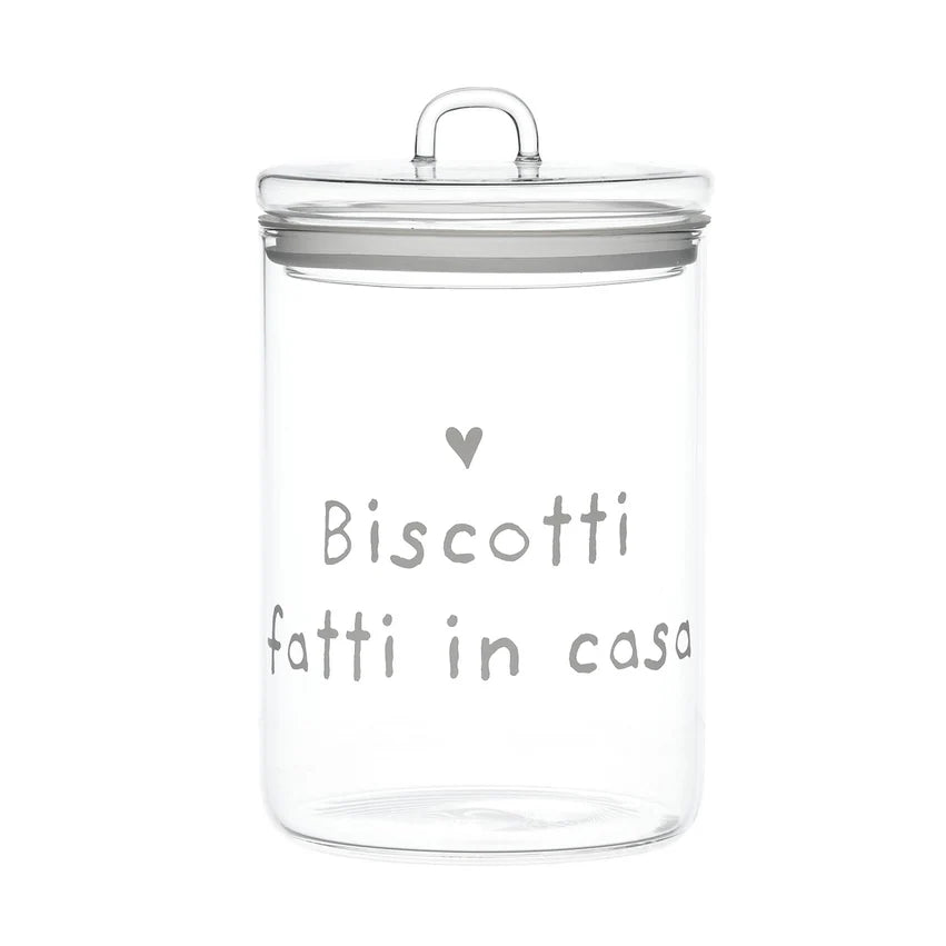 SIMPLE DAY Biscottiera Media in Vetro – Decoro Biscotti fatti in casa, Ø12 cm x H20 cm