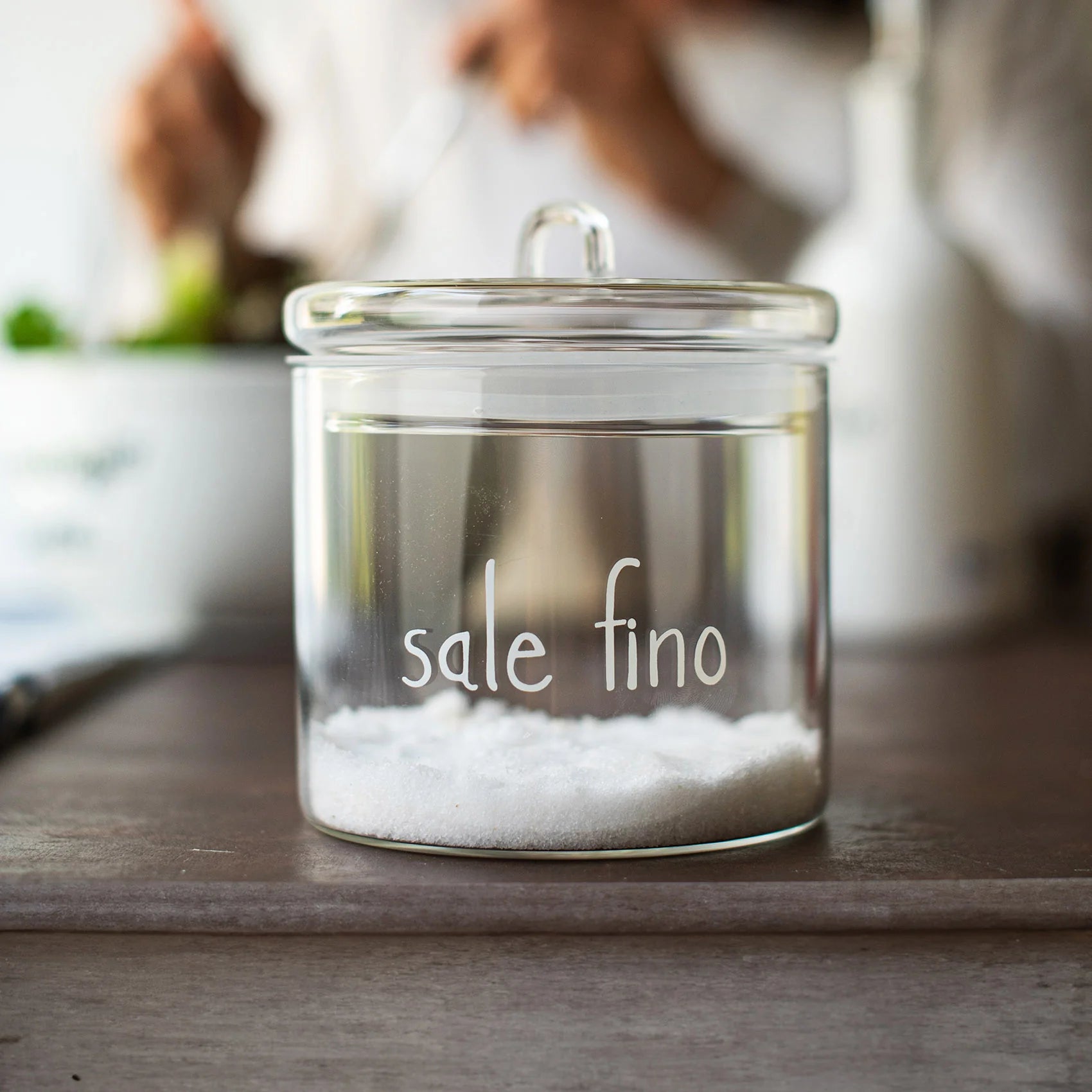 Simple Day Barattolo in Vetro Borosilicato Decoro Sale Fino D 12 x h 13 cm
