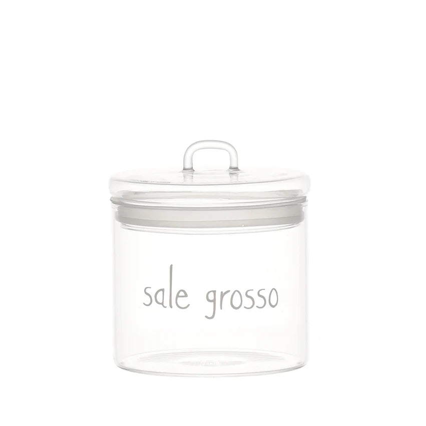 SIMPLE DAY Barattolo in Vetro Borosilicato – Decoro Sale grosso, Ø12 cm x H13 cm