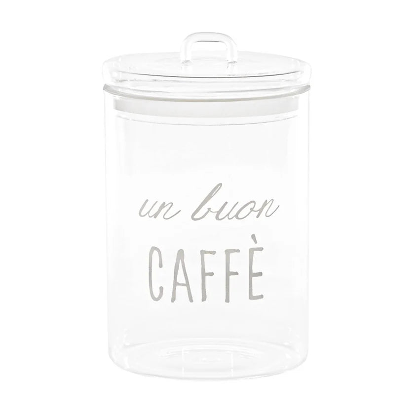 SIMPLE DAY Barattolo in Vetro Borosilicato – Decoro Un buon caffè, Ø12 cm x H20 cm