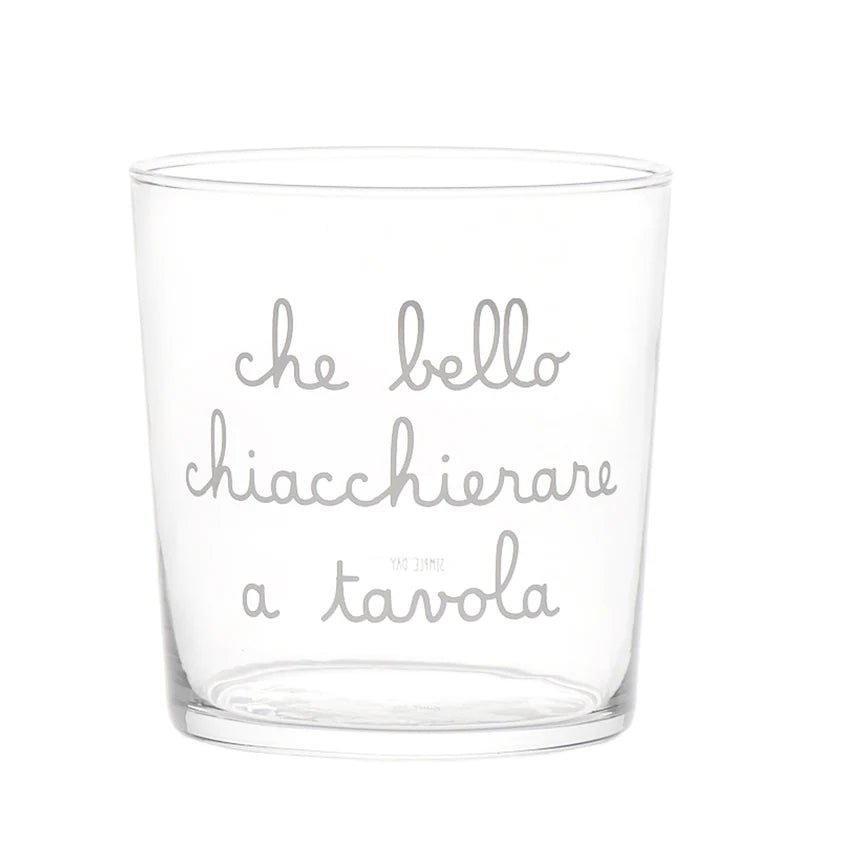 SIMPLE DAY - Set 6 Bicchieri Acqua – Decoro "Che bello chiacchierare a tavola" 35,5 cl