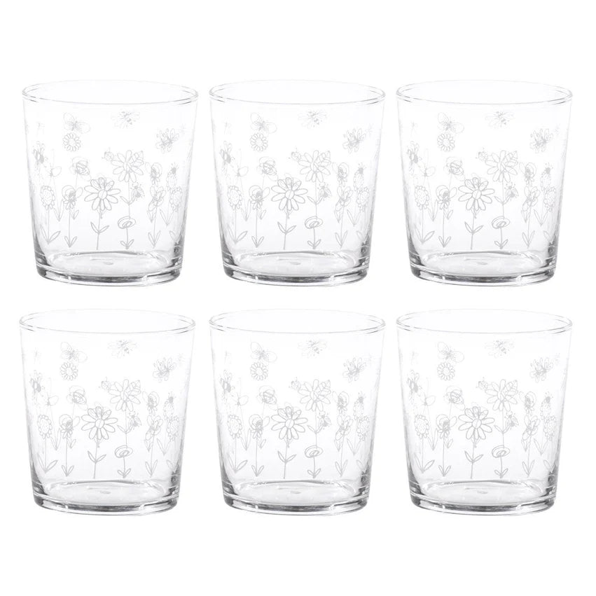 SET 6 BICCHIERI FLOWERS & BEES 37cl