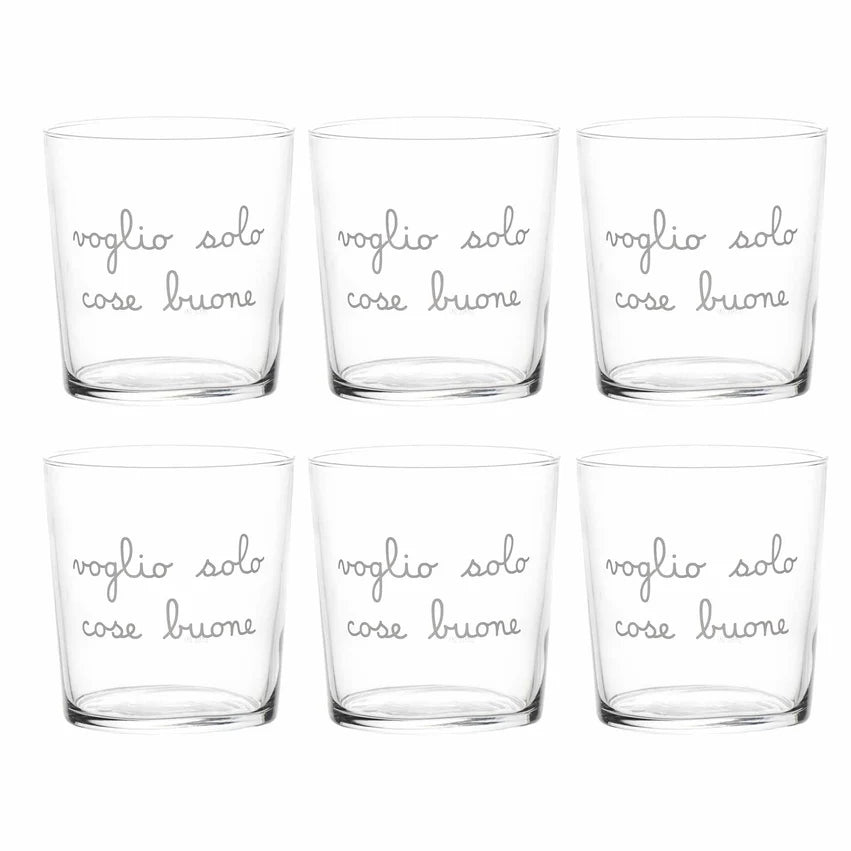 Simple Day Set 6 bicchieri acqua Voglio solo cose buone
