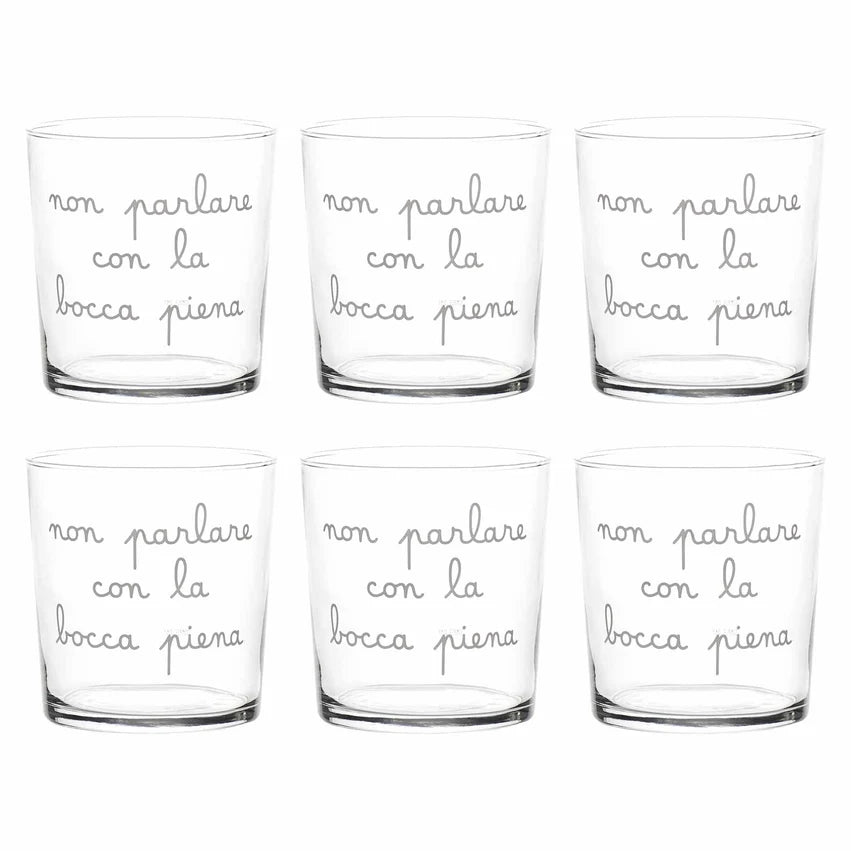 Simple Day Set 6 bicchieri acqua Non parlare con la bocca piena