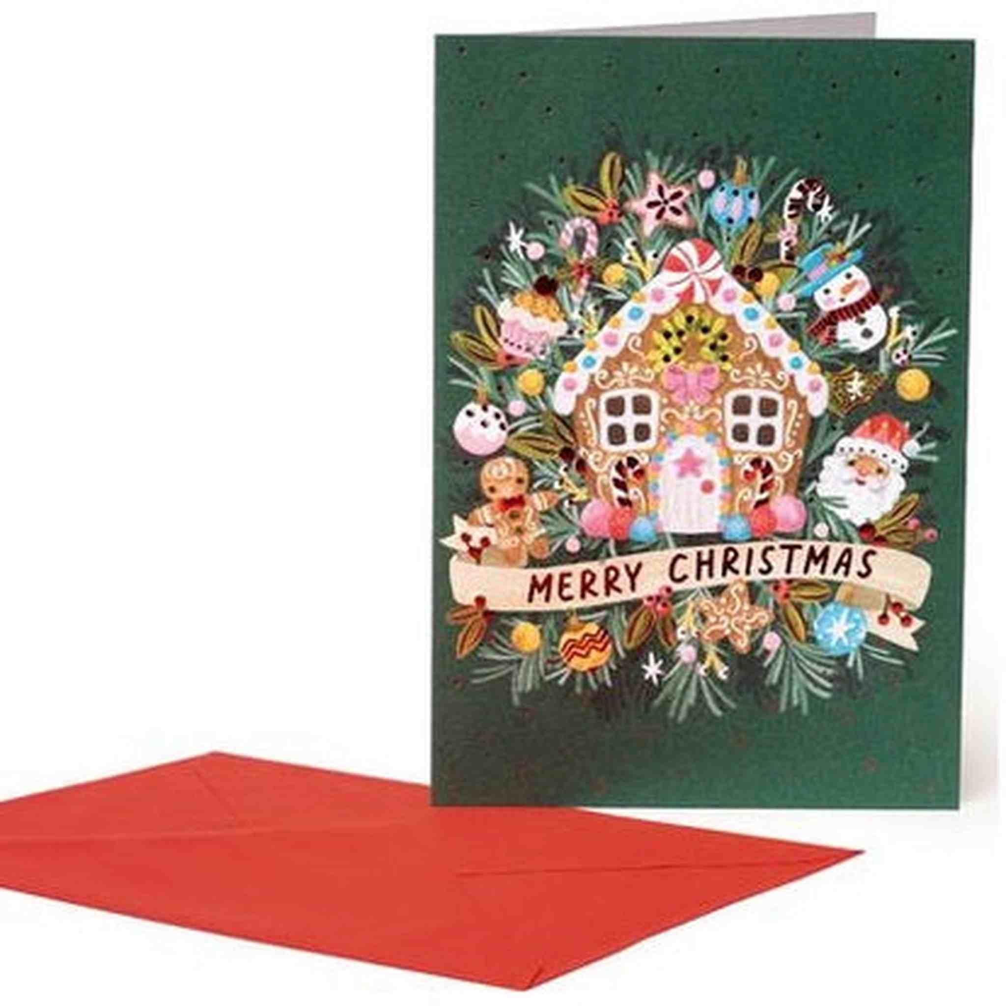 BIGLIETTO DI AUGURI 11,5x17 GINGERBREAD HOUSE