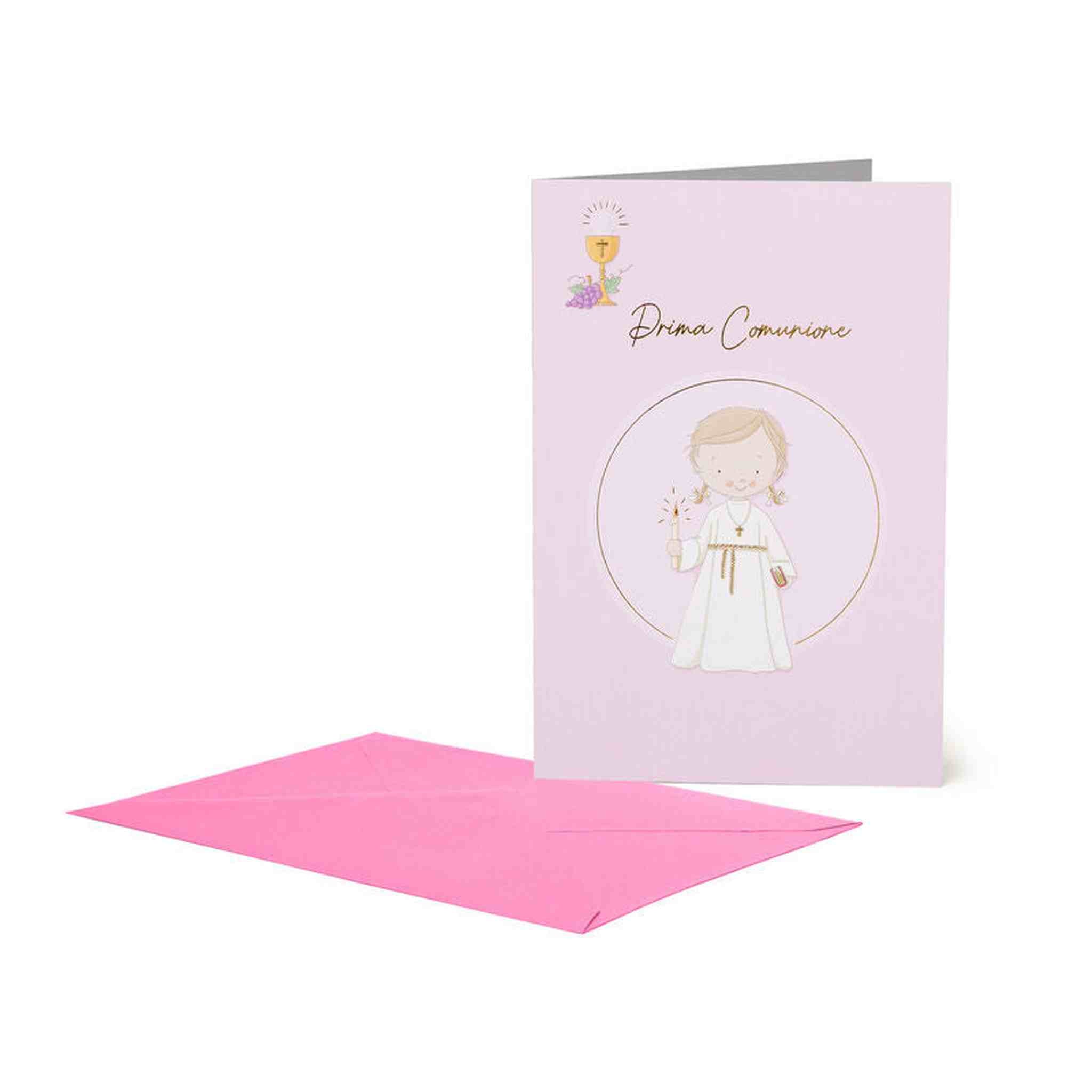 BIGLIETTO DI AUGURI 11,5x17 - PRIMA COMUNIONE GIRL