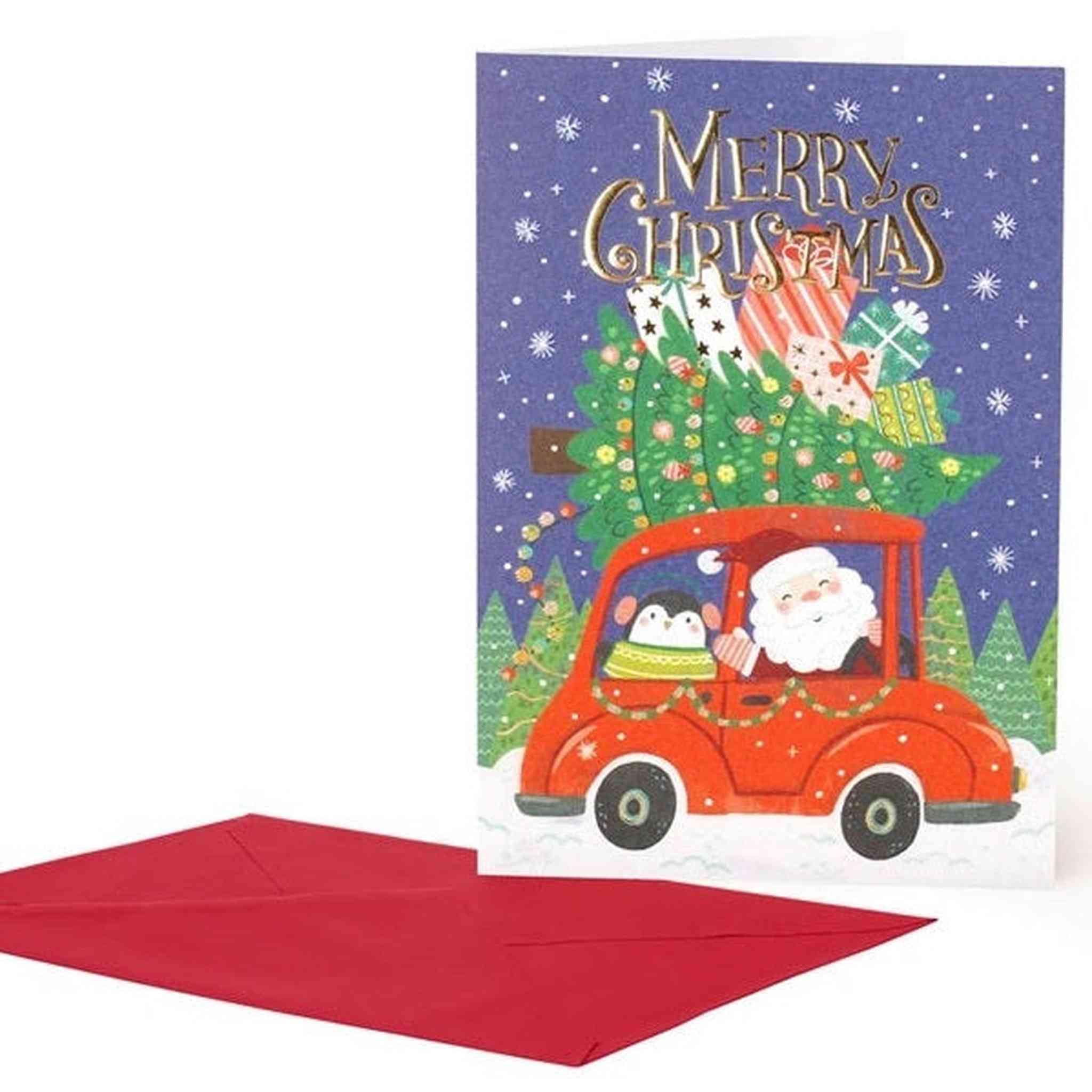 BIGLIETTO DI AUGURI 11,5x17 SANTA CAR