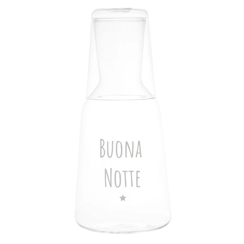 Simple Day Bottiglia con bicchiere in vetro borosilicato Buona Notte