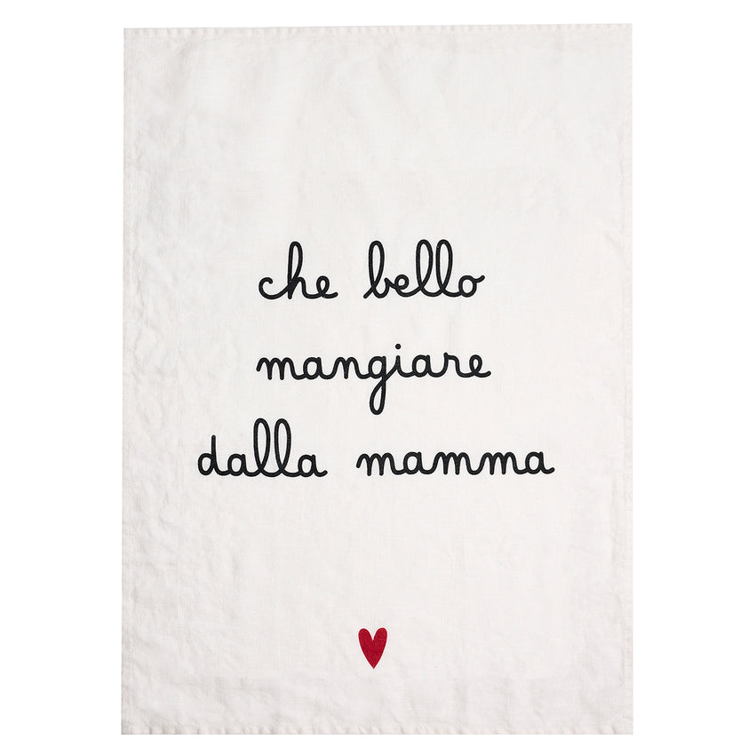 Simple Day Canovaccio in lino stonewash Che bello mangiare dalla mamma 50 x 70 cm