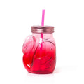 CHEERS-Bicchiere Vetro con Tappo+Cannuccia-FLAMINGO