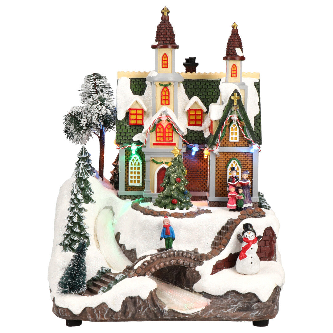 Church river animatedMulticolor-Adapter-LED-24x22x30,5cm