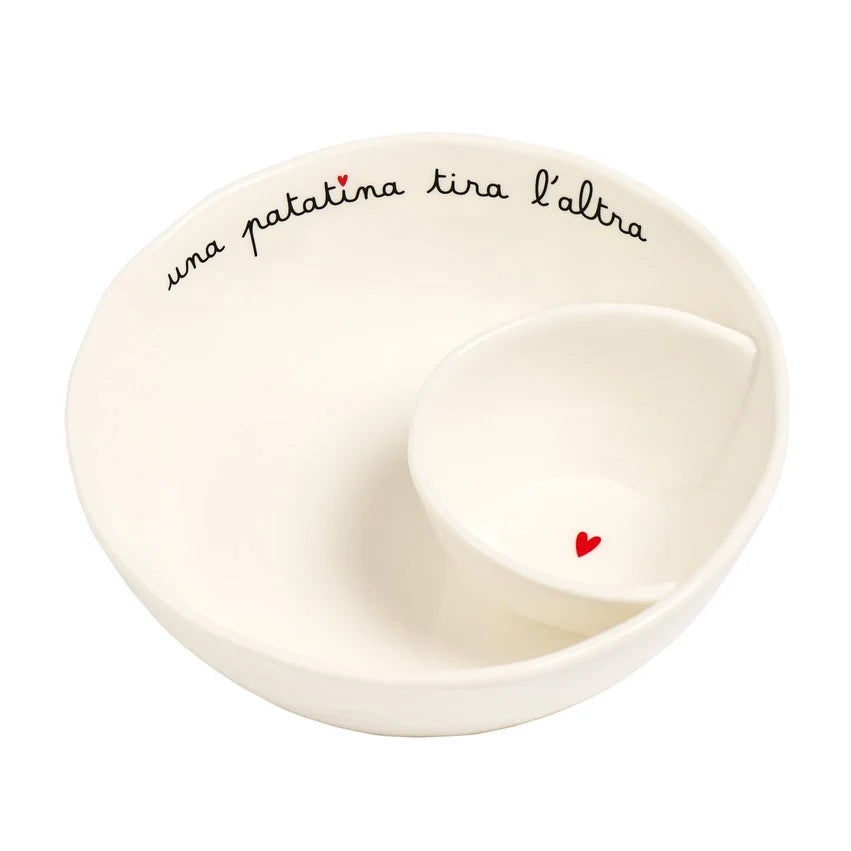 Simple Day Coppa Aperitivo in Gres Decoro Una Patatina Tira l'Altra D 20 x h 6 cm