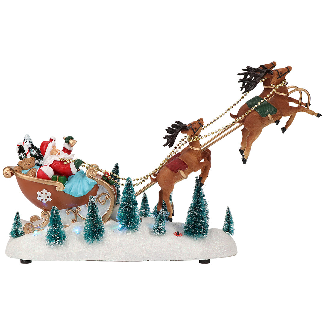 Deer pulling santa animatedMulticolor-Adapter-LED-42,8X13,2X26cm