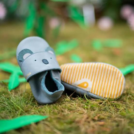 Bobux Soft Sole Koko Slate – Babbucce in pelle con koala