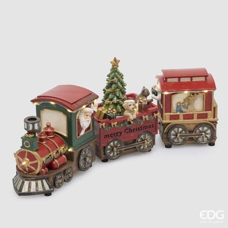 EDG -DECORO TRENO CON SANTA H.15 L.37 L.7MUSICA+LED
