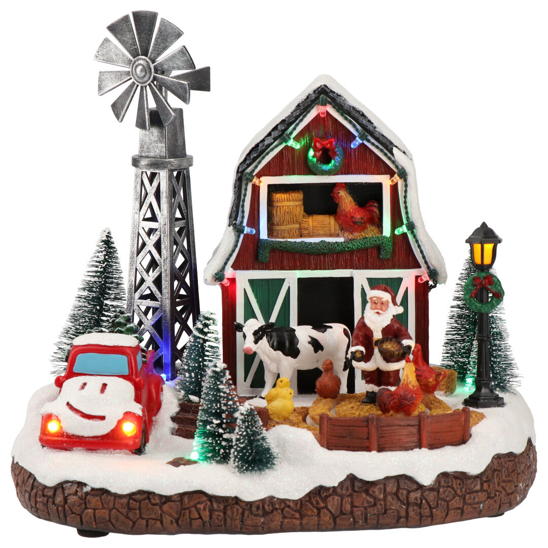 Farm with windmill animated Multicolor-Adapter-LED-26x21x24cm