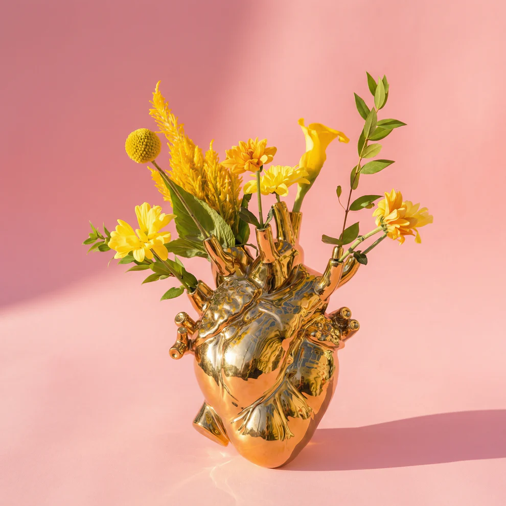 Seletti VASO IN PORCELLANA "LOVE IN BLOOM-GOLD"