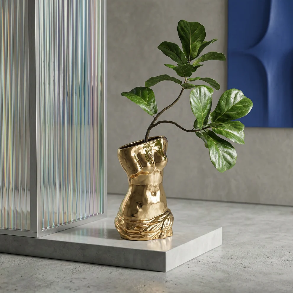 VASO IN CERAMICA "MILO" ORO CM 28X25,5 H.38,5
