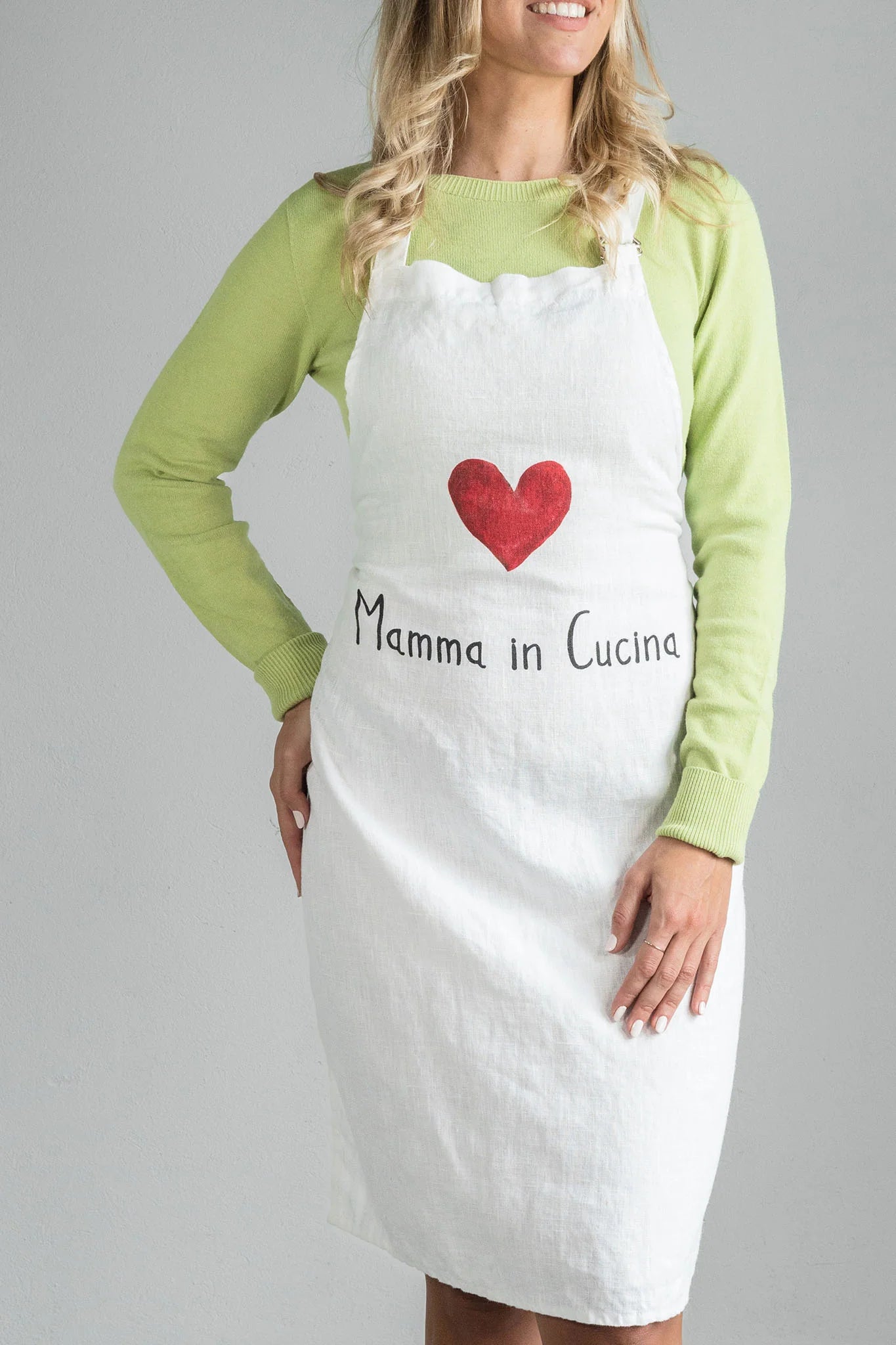 GREMBIULE BIANCO MAMMA IN CUCINA 70X85