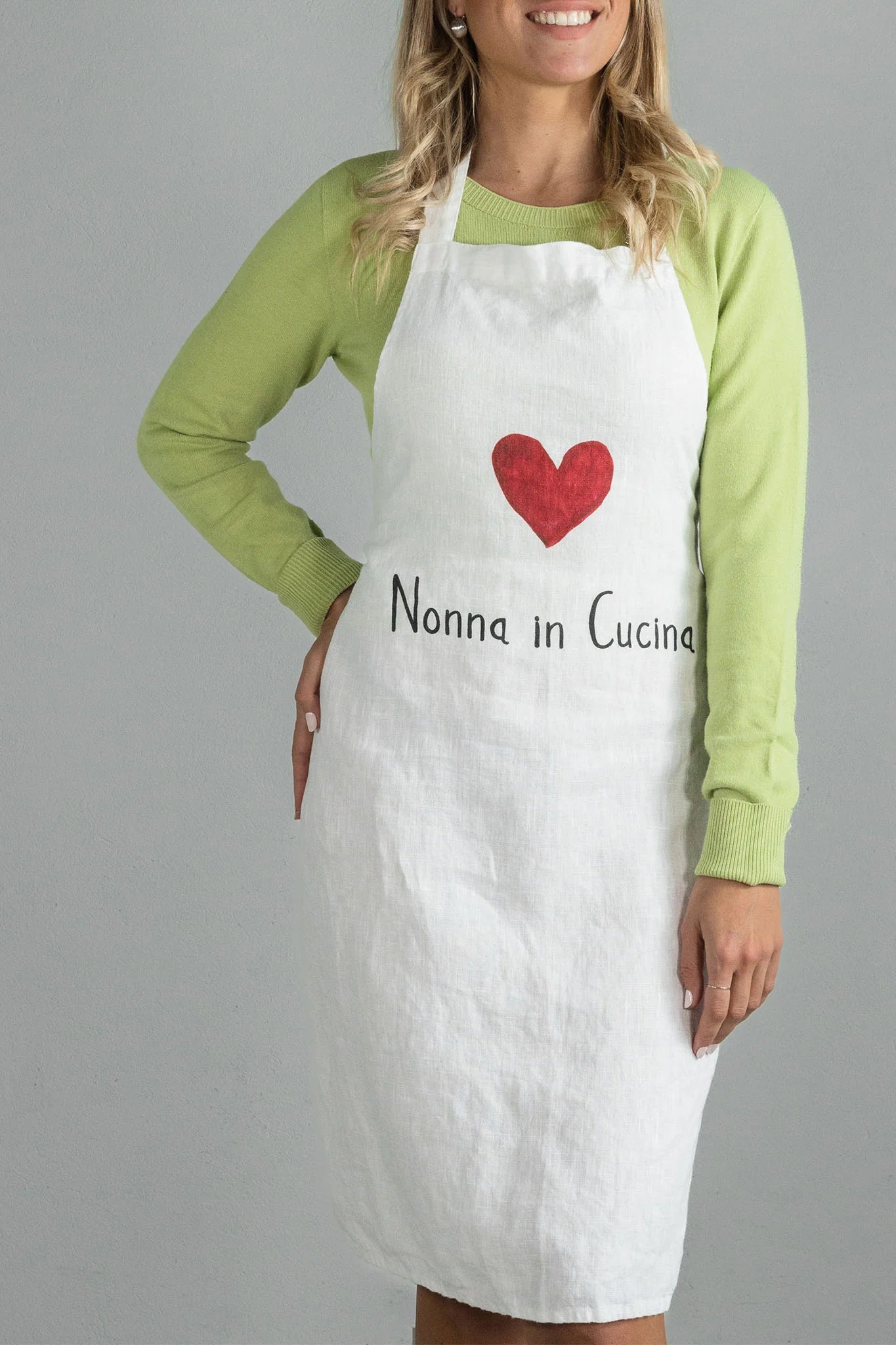 GREMBIULE BIANCO NONNA IN CUCINA 70X85