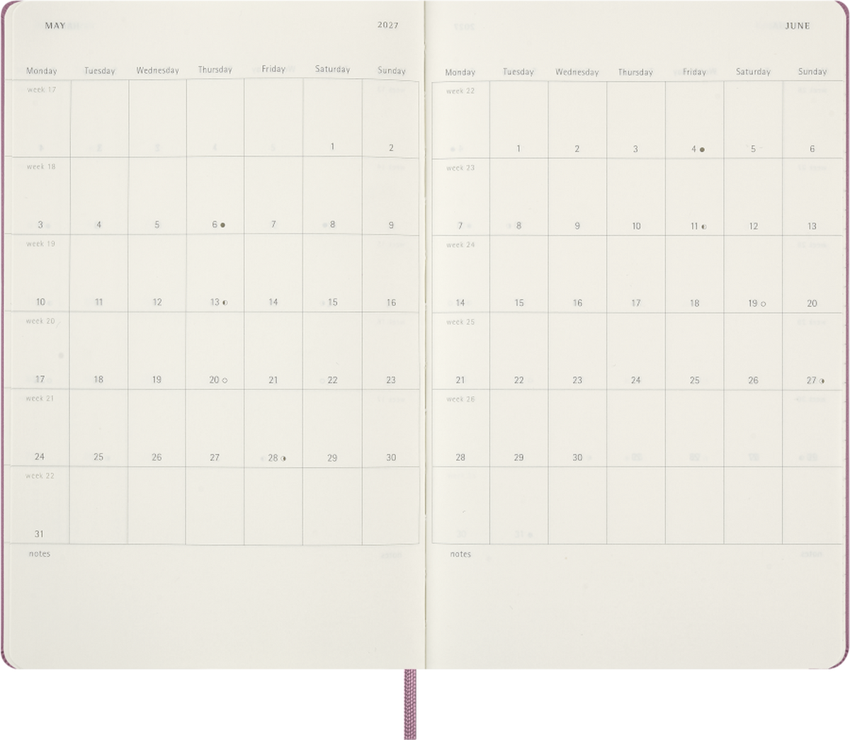 Moleskine Agenda Giornaliera 2027 12 Mesi Large Copertina Rigida Majestic Pink