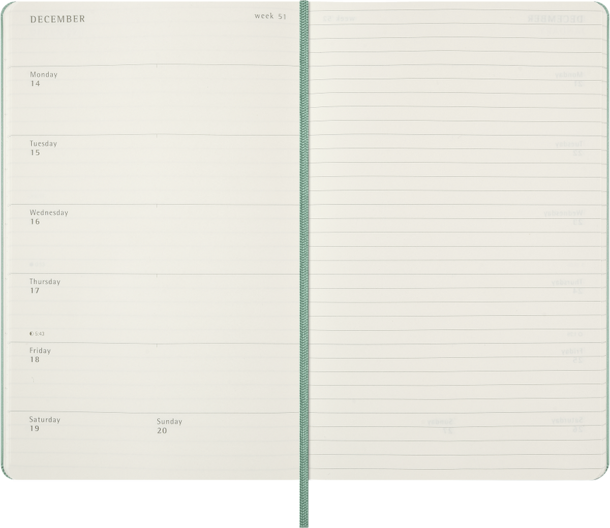 Moleskine Agenda Settimanale 2027 12 Mesi Large Copertina Rigida Sage Green