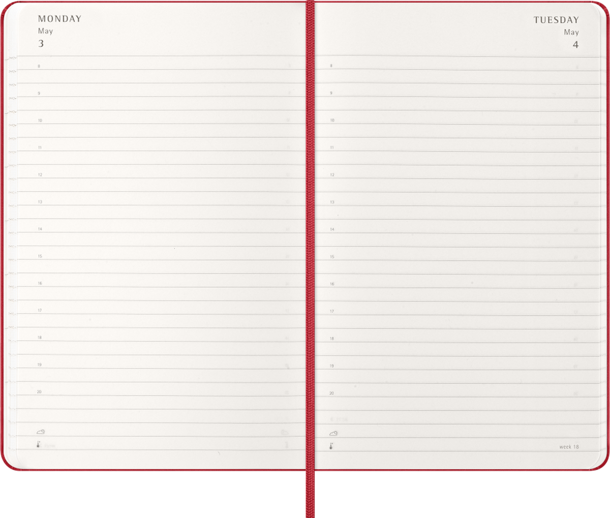 Moleskine Agenda Giornaliera 2027 12 Mesi Large Copertina Rigida Scarlet Red