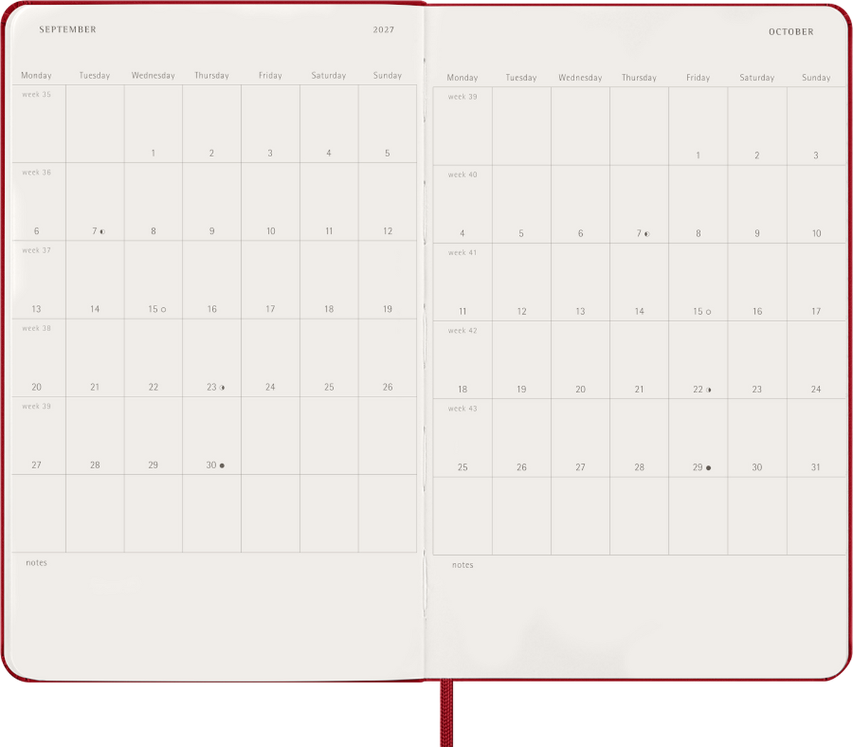 Moleskine Agenda Giornaliera 2027 12 Mesi Large Copertina Rigida Scarlet Red